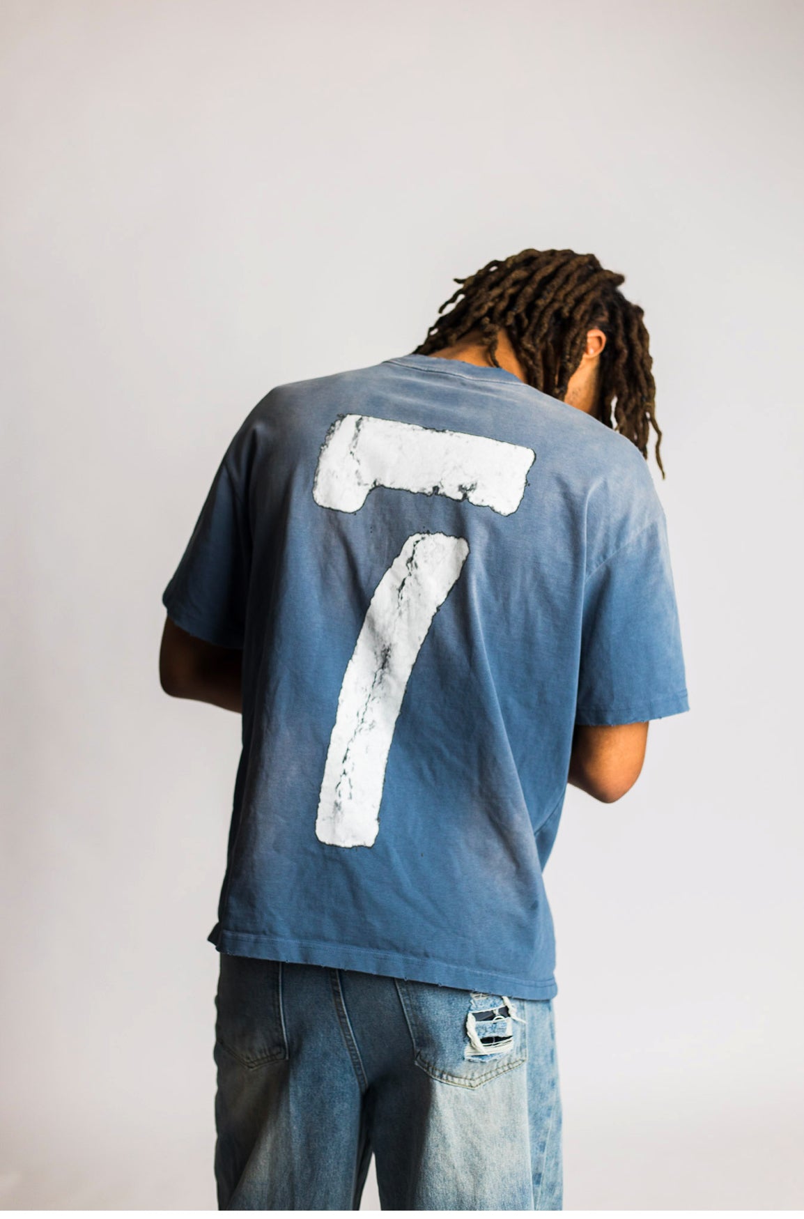 l u c k y 7 t e e - blue/grey