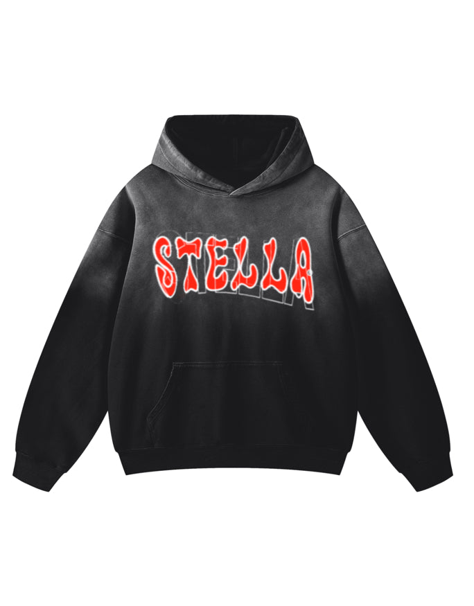 stella pullover hoodie - black/red