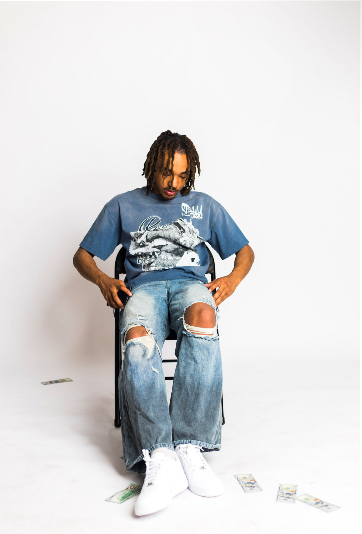 l u c k y 7 t e e - blue/grey